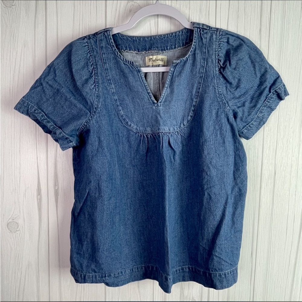 Madewell blue denim style blouse